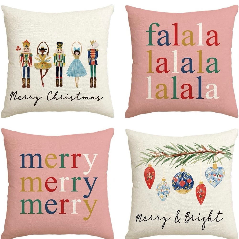 Nutcracker Christmas Throw Pillow Covers, 18x18 Inch Set of 4, kitchen towels